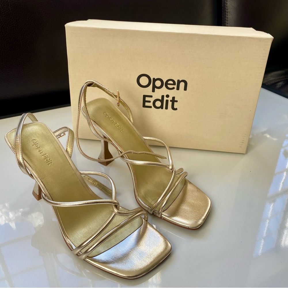 Gold Strappy Sandal Heels